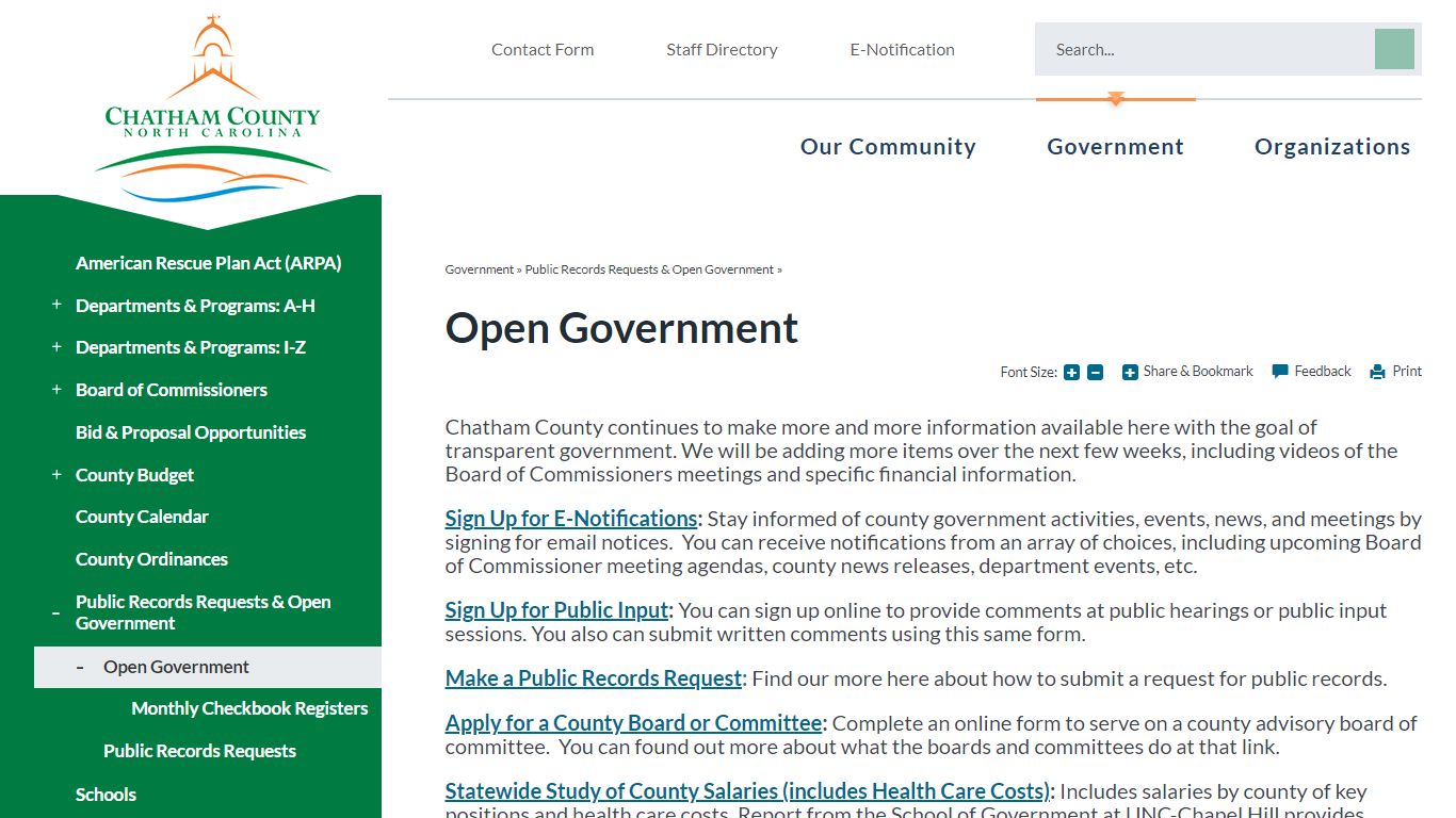 Open Government | Chatham County, NC