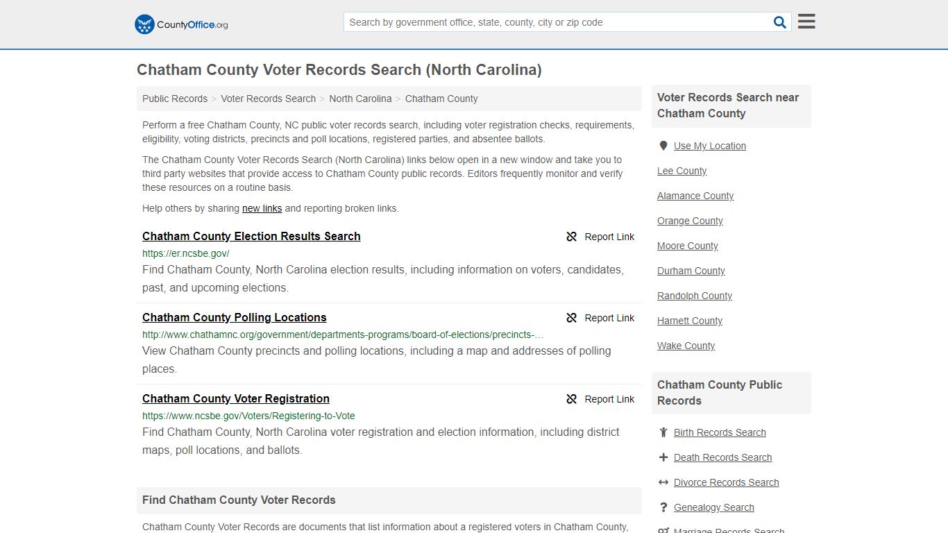 Voter Records Search - Chatham County, NC (Election ...