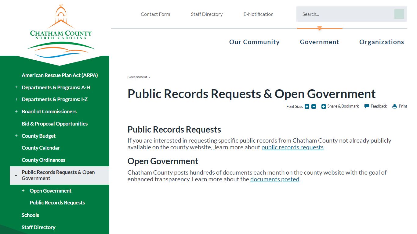 Public Records Requests & Open Government | Chatham County, NC