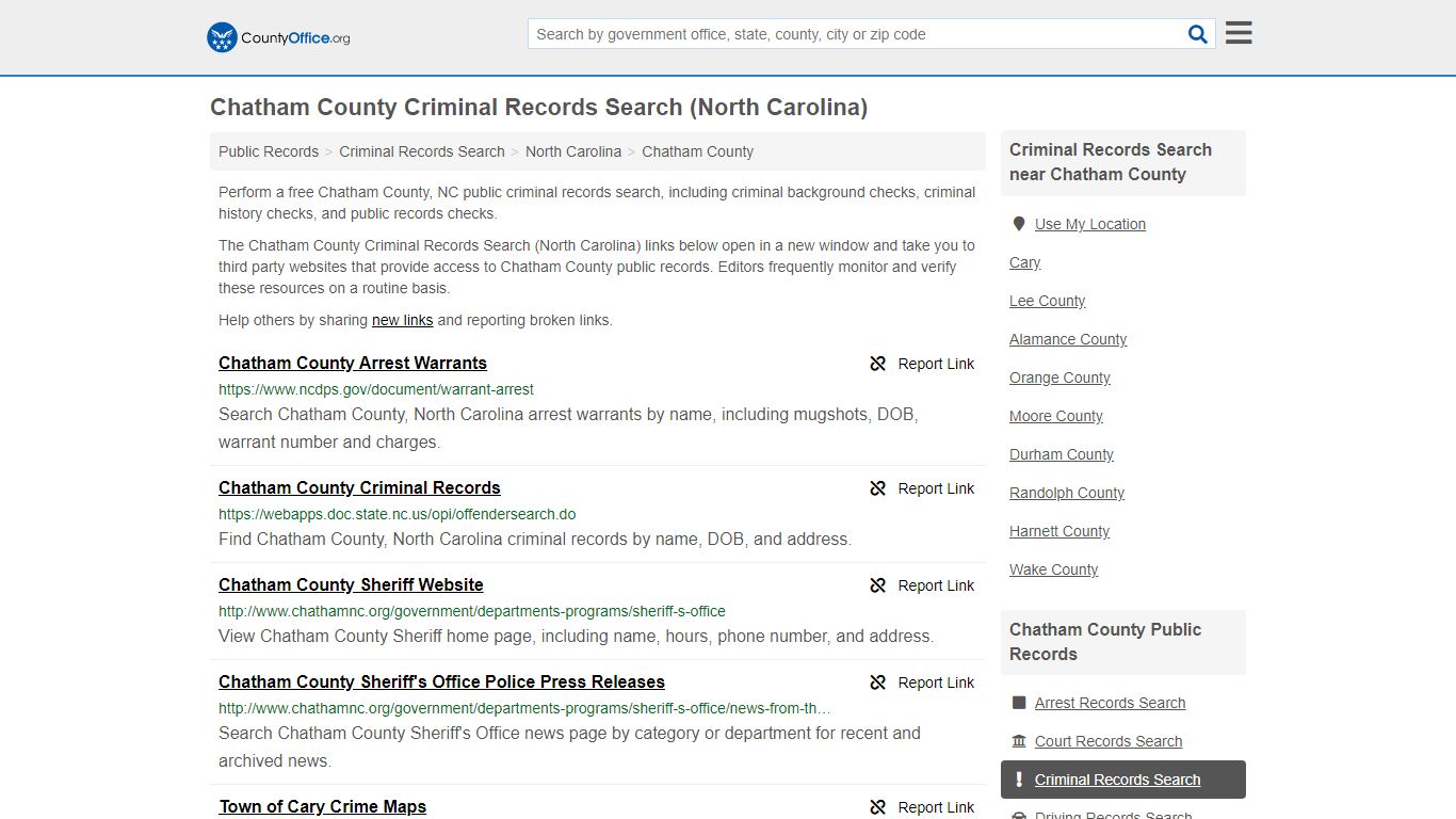 Criminal Records Search - Chatham County, NC (Arrests ...
